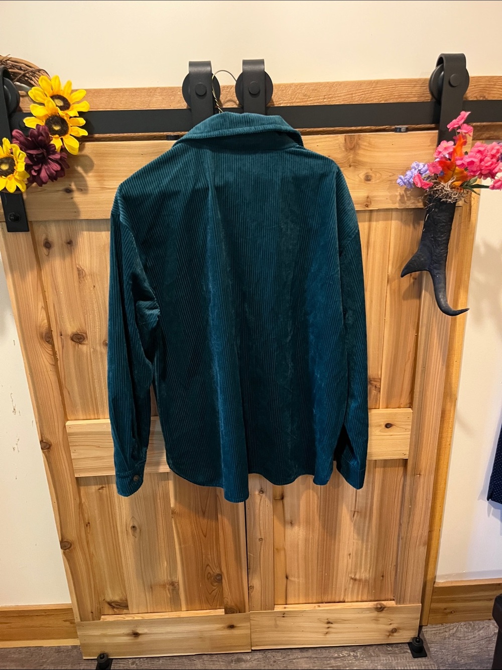 Workshop Republic Clothing Teal-Green Corduroy Button-Down Shirt - Picture 7 of 10